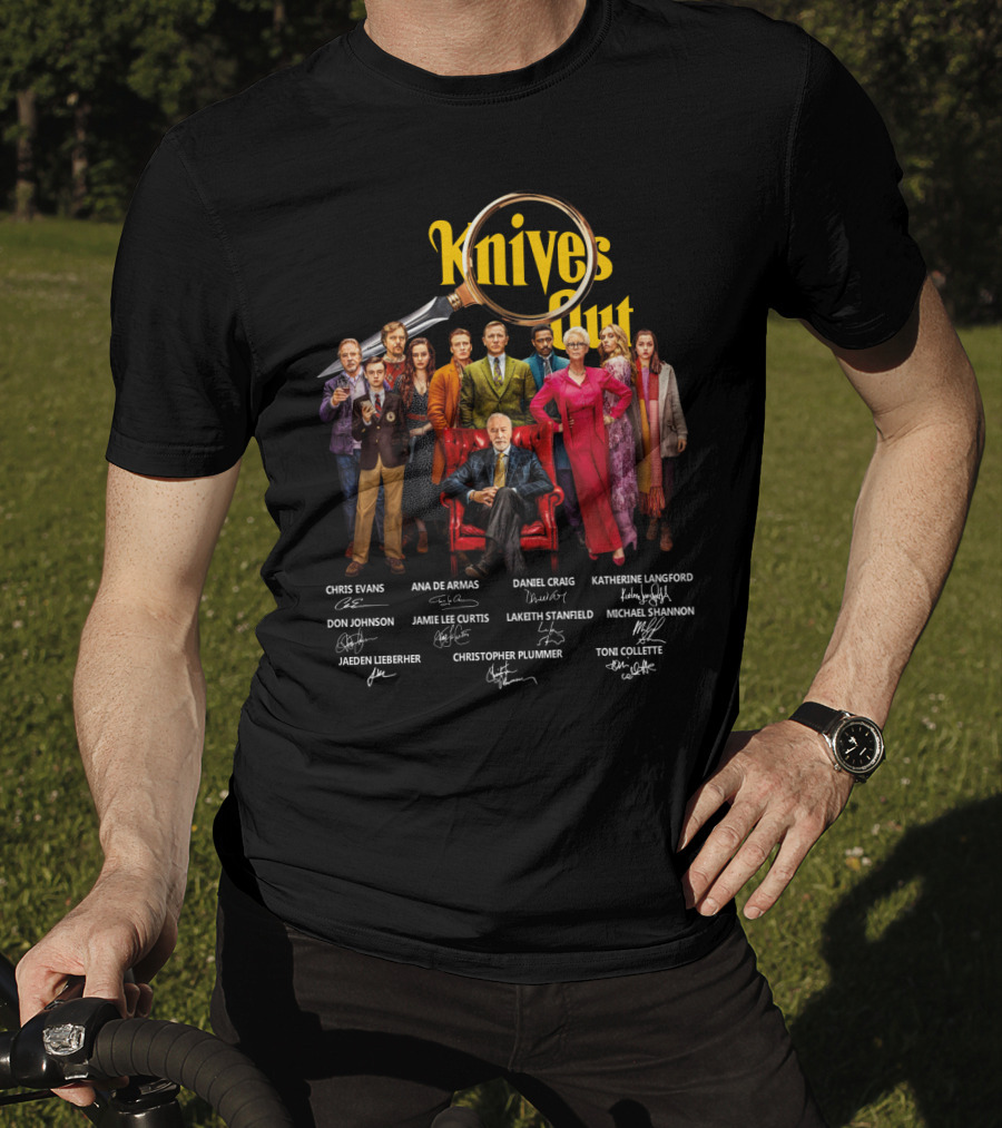 Knives Out Daniel Craig Chris Evans Ana De Armas Cast Signatures T-Shirt