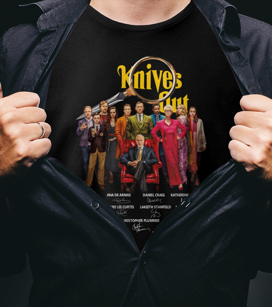 Knives Out Daniel Craig Chris Evans Ana De Armas Cast Signatures T-Shirt