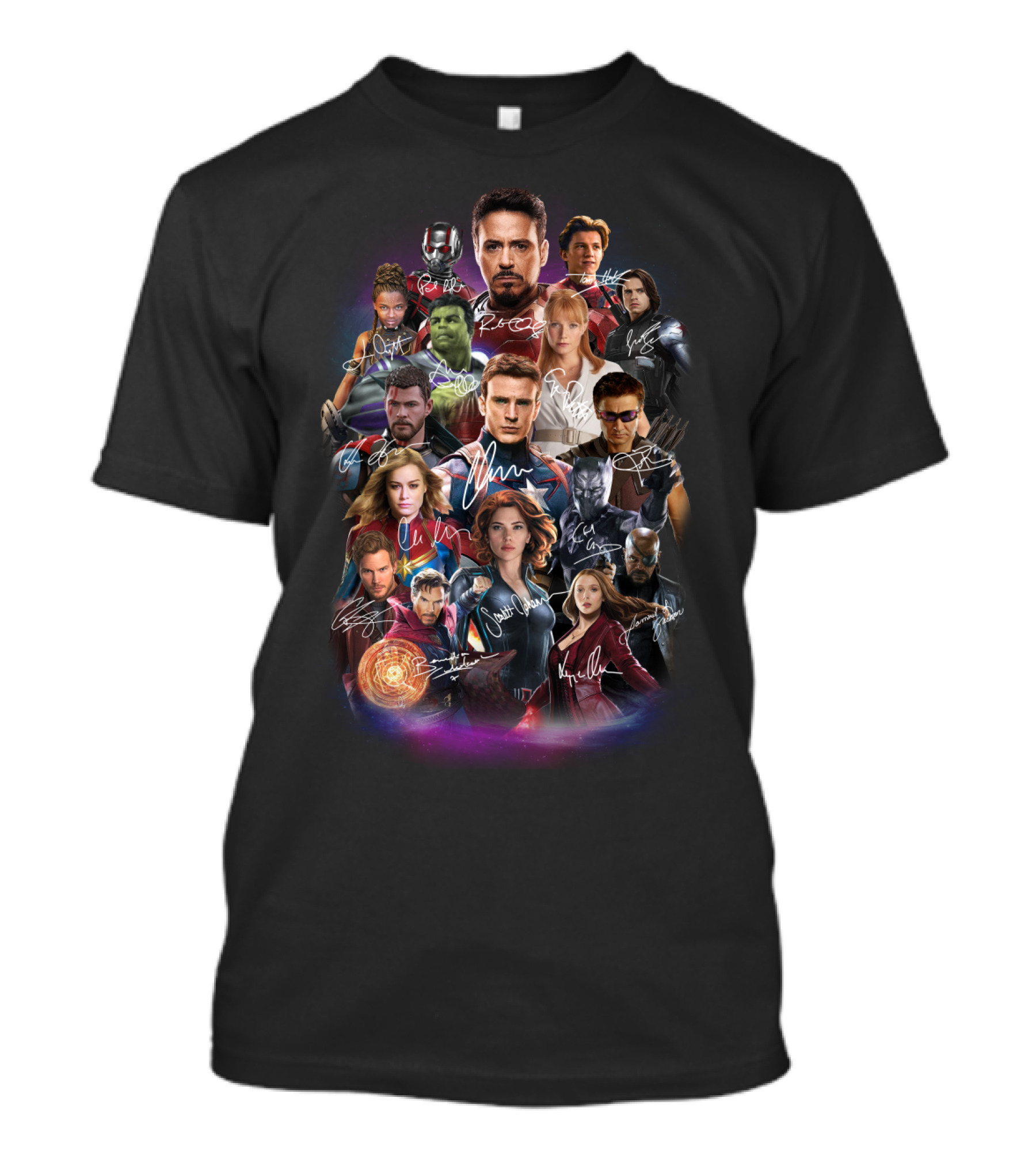 Avengers Characters Collage With Autographs T-Shirt
