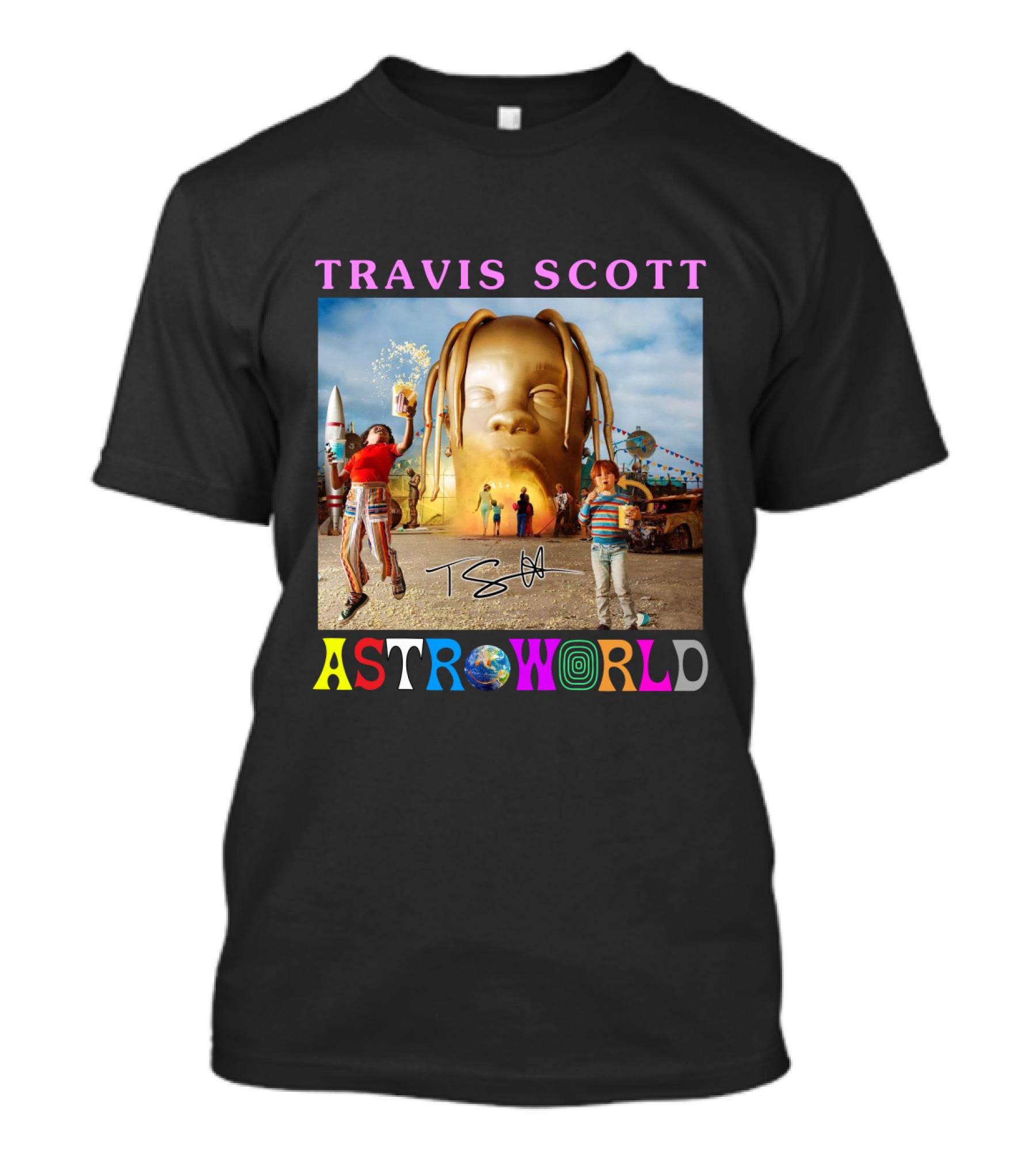 TRAVIS SCOTT ASTROWORLD Album Cover With Iconic Head And Signature T-Shirt