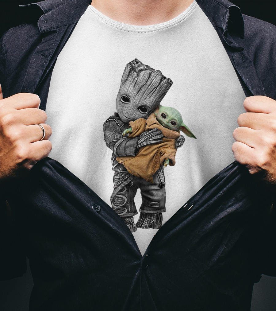 Groot Holding Baby Yoda T-Shirt