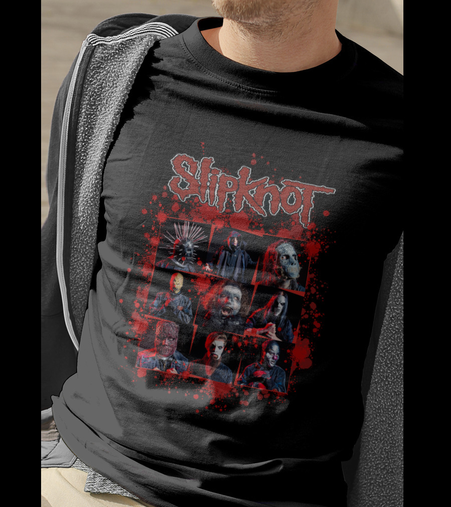 Slipknot Nine Masked Band Members Red Splatter T-Shirt