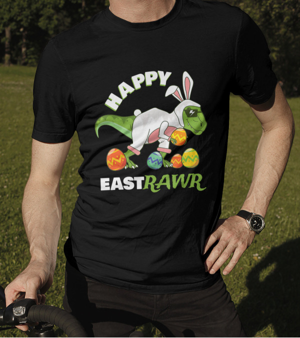Happy Eastrawr Dinosaur Bunny With Easter Eggs T-Shirt