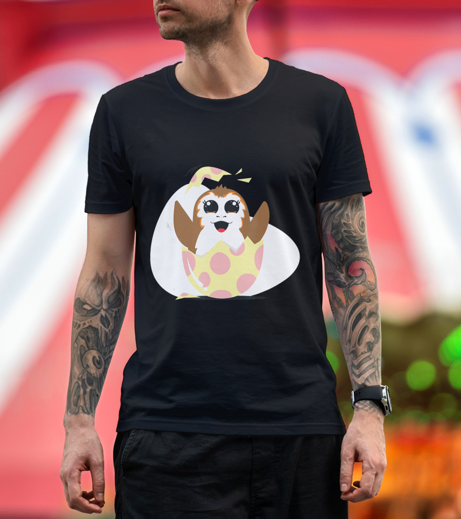Star Wars Porg Cartoon Hatching From Easter Egg T-Shirt