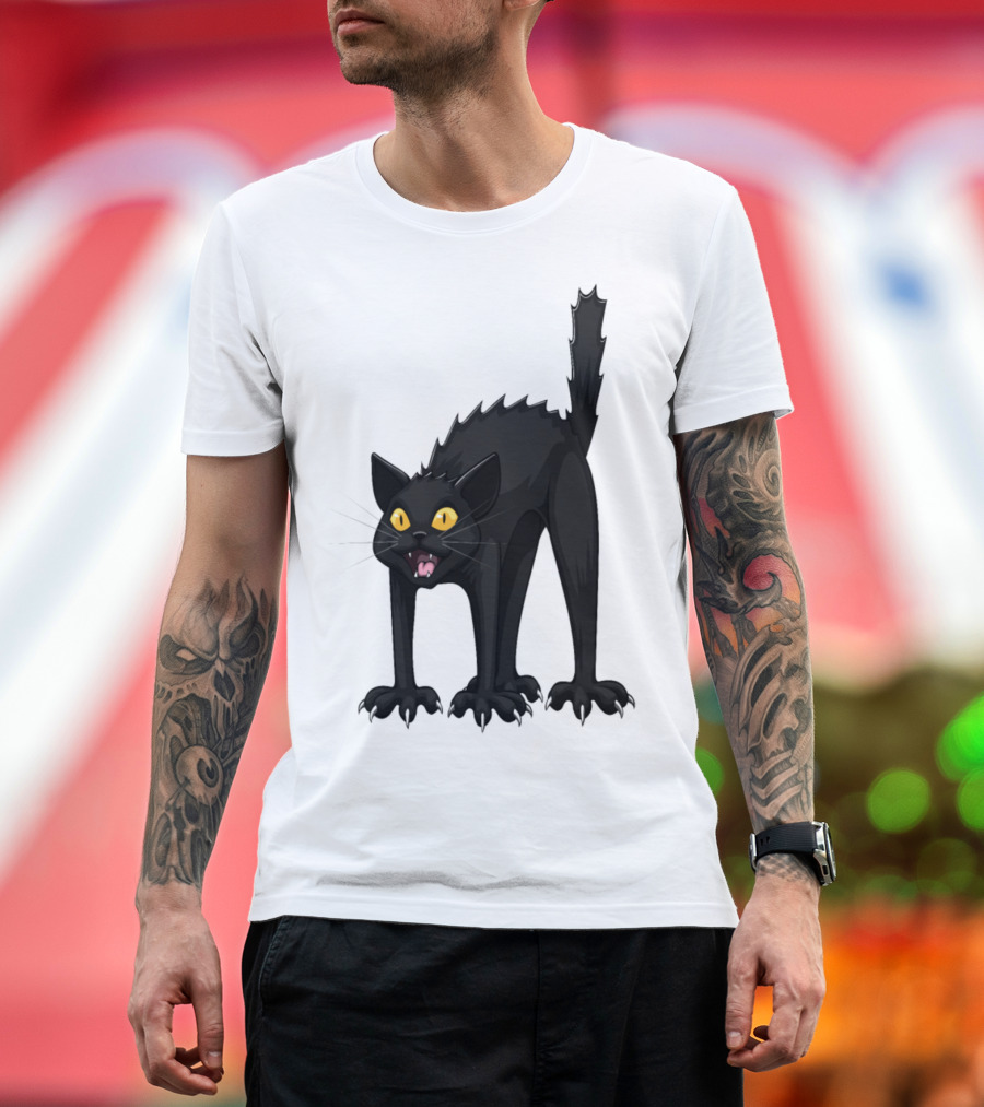 Black Cat Halloween Horror Scary Funny T-Shirt
