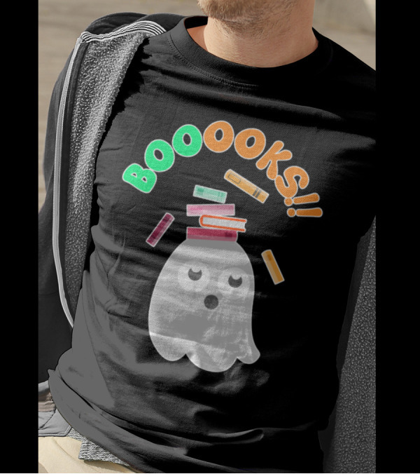 BOOOOKS Ghost Halloween Reading Geek With Floating Books T-Shirt