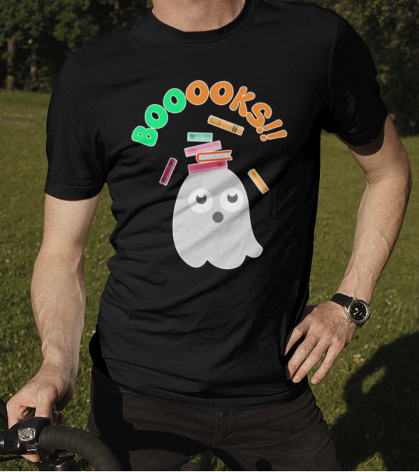 BOOOOKS Ghost Halloween Reading Geek With Floating Books T-Shirt