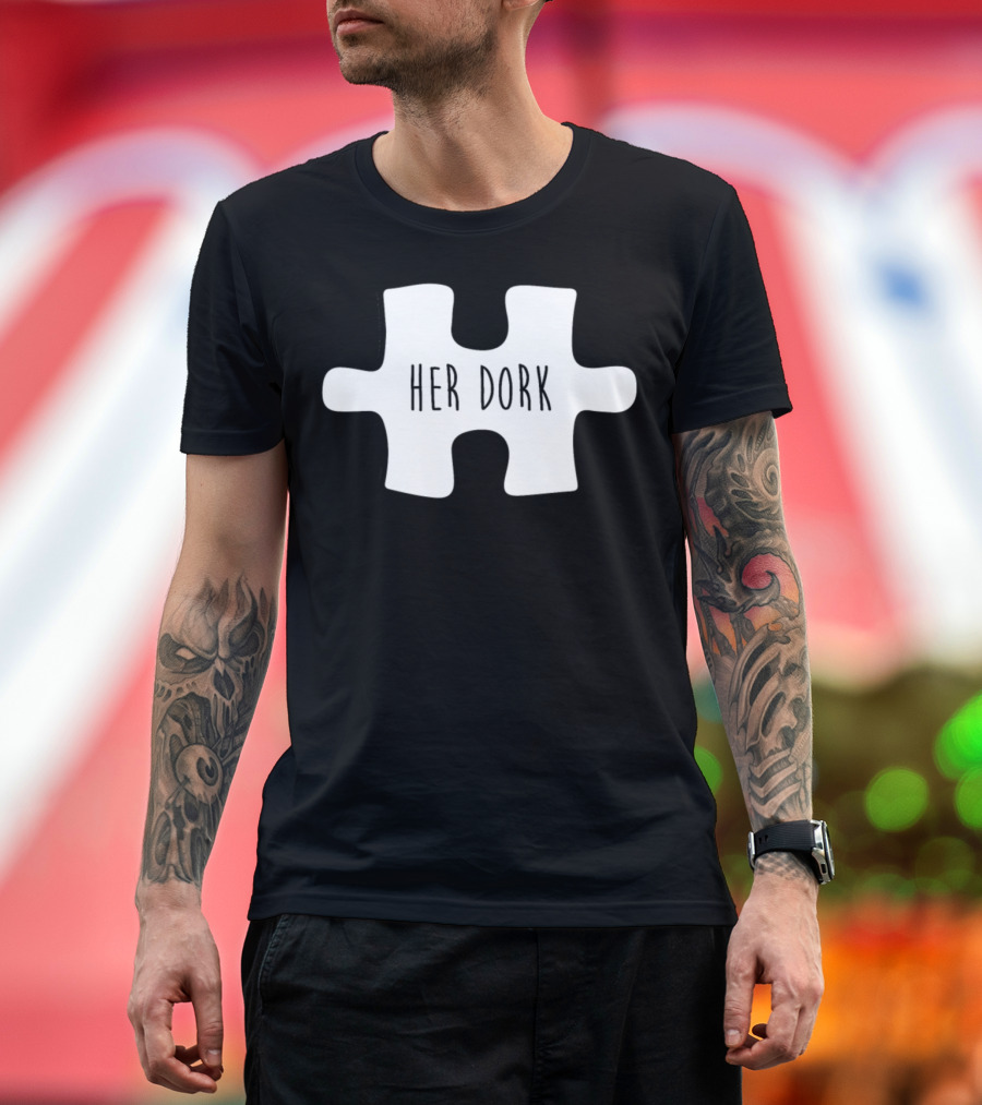 Couples Cute Matching His Nerd Her Dork Puzzle Piece T-Shirt