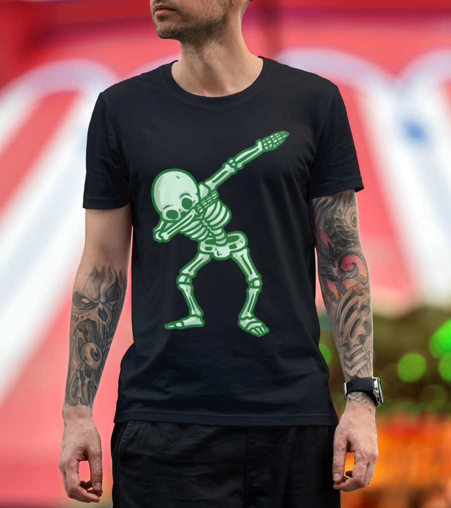 Dab Skeleton On Halloween Glow Dance T-Shirt
