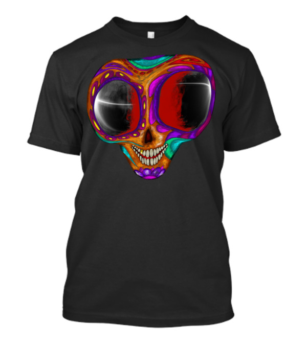 Funny Cool Alien Skull Colorful Psychedelic T-Shirt