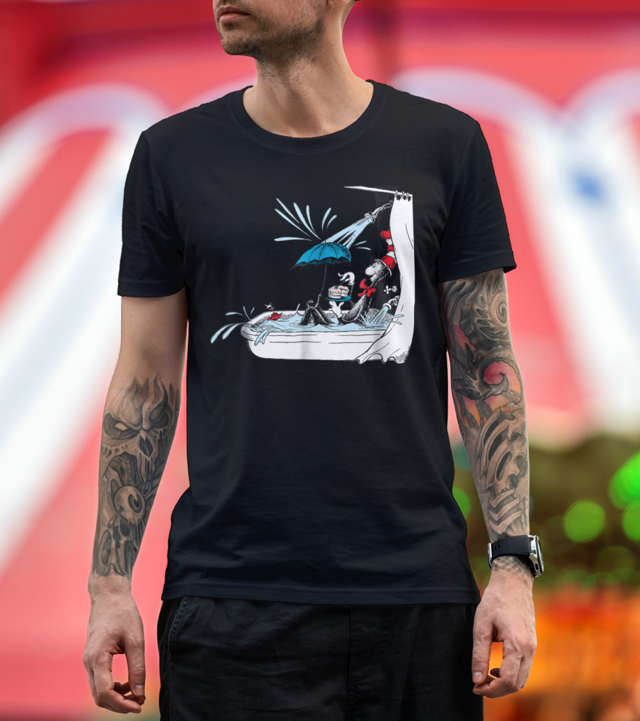Cat in the Hat with Cake Relaxing in Bathtub T-Shirt