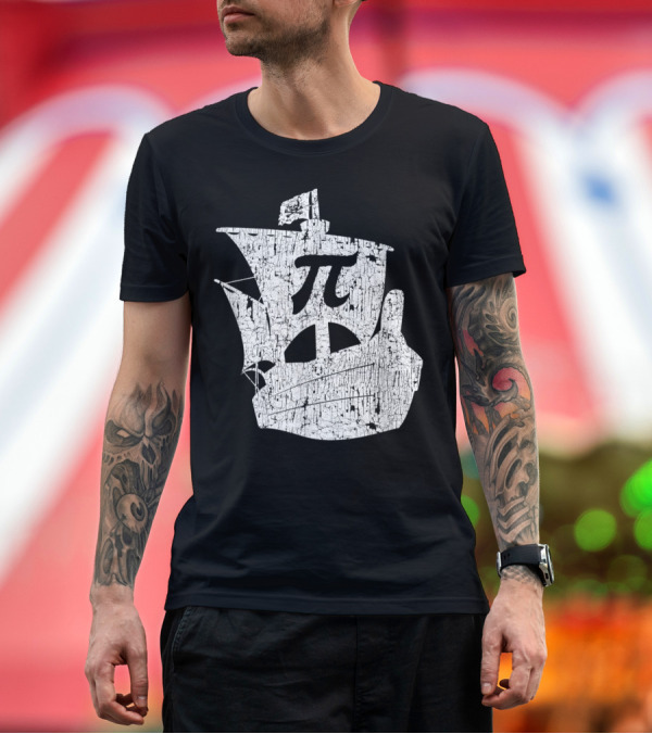 Pi Symbol Pirate Ship Math Geek Stem Teacher 3.14 T-Shirt