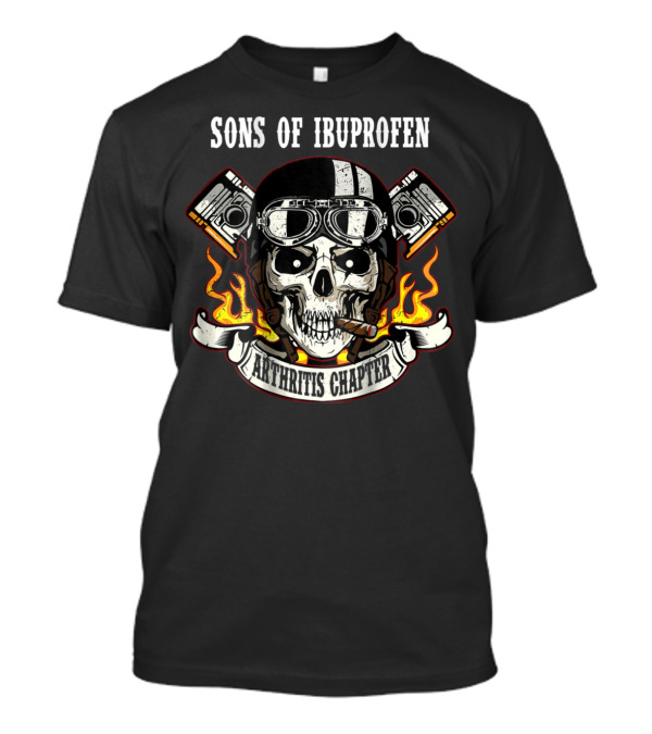 Sons Of Ibuprofen Arthritis Chapter Skull With Goggles And Flames T-Shirt