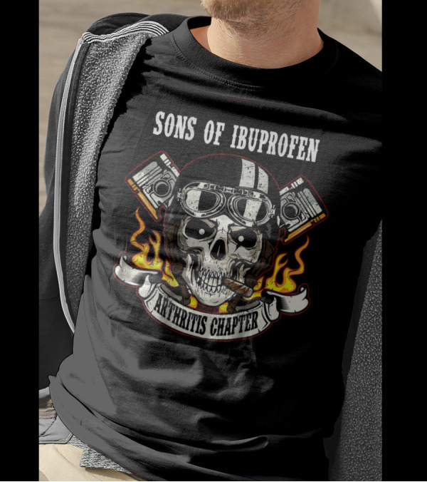 Sons Of Ibuprofen Arthritis Chapter Skull With Goggles And Flames T-Shirt