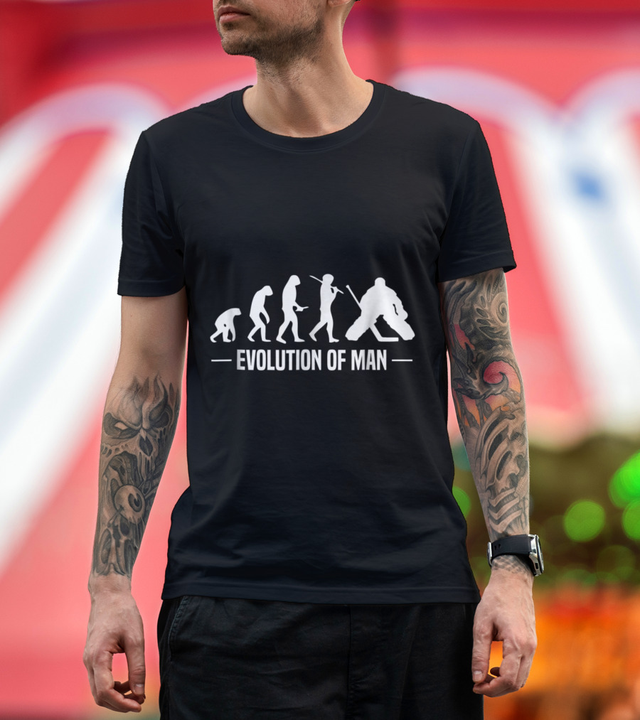 Evolution Of Man Hockey Goalie Funny Humor Player Progression T-Shirt