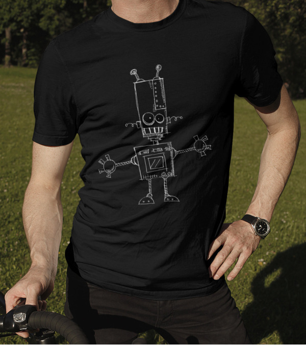 Funny Robot Doodle Robotics Engineer Sketch T-Shirt