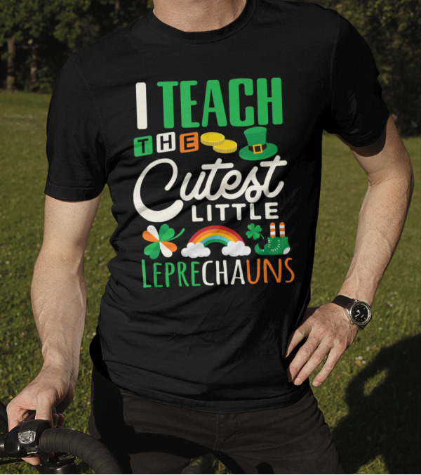 I Teach The Cutest Little Leprechauns St Patrick's Day Rainbow Gold Shamrock Hat Socks T-Shirt