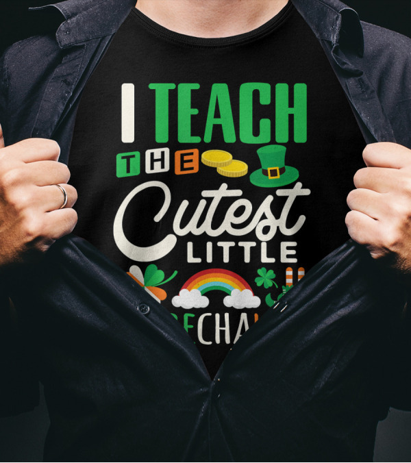 I Teach The Cutest Little Leprechauns St Patrick's Day Rainbow Gold Shamrock Hat Socks T-Shirt