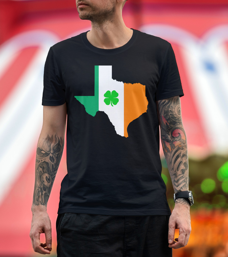 Texas State Irish Flag Clover St Patrick's Day T-Shirt