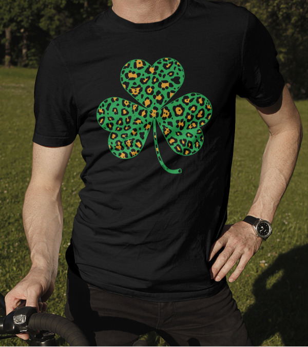 Irish Shamrocks Leopard Print Cheetah T-Shirt