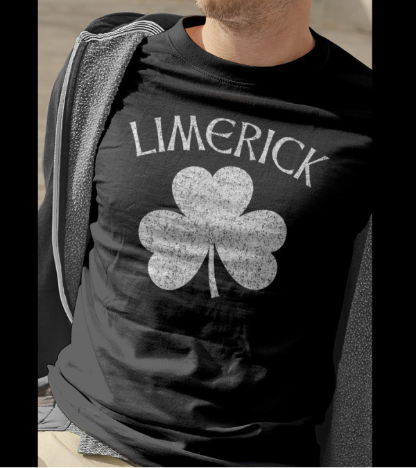 Limerick Distressed Shamrock White T-Shirt