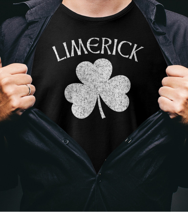 Limerick Distressed Shamrock White T-Shirt