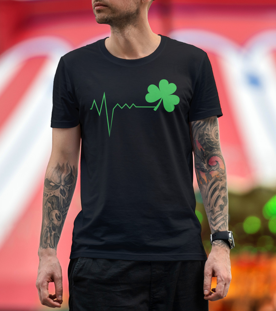 St. Patrick's Day Ireland Clover Heartbeat T-Shirt