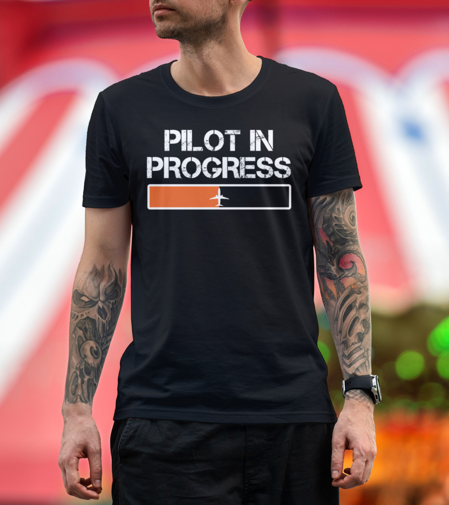 Pilot In Progress Funny Student Airplane Loading Bar T-Shirt