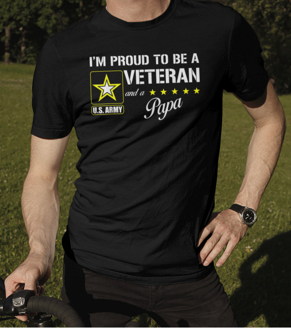 U.S. Army Veteran And Proud Papa With Stars T-Shirt