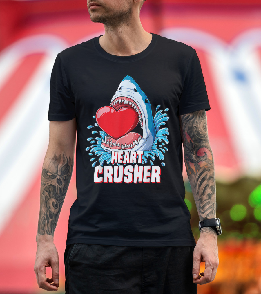 Valentine Heart Crusher Shark with Splashing Water T-Shirt