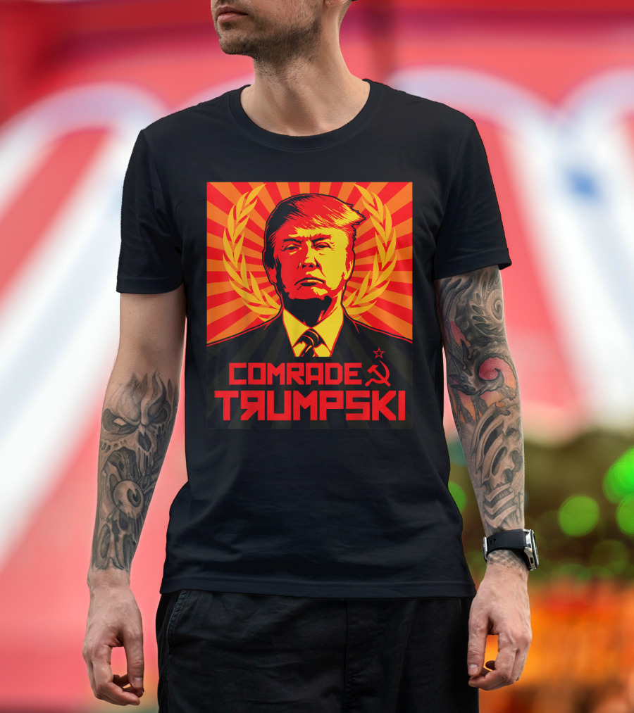 Comrade Trumpski Soviet Style Portrait with Hammer and Sickle T-Shirt