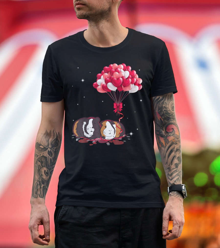 Valentines Day Guinea Pig Heart Balloons T-Shirt