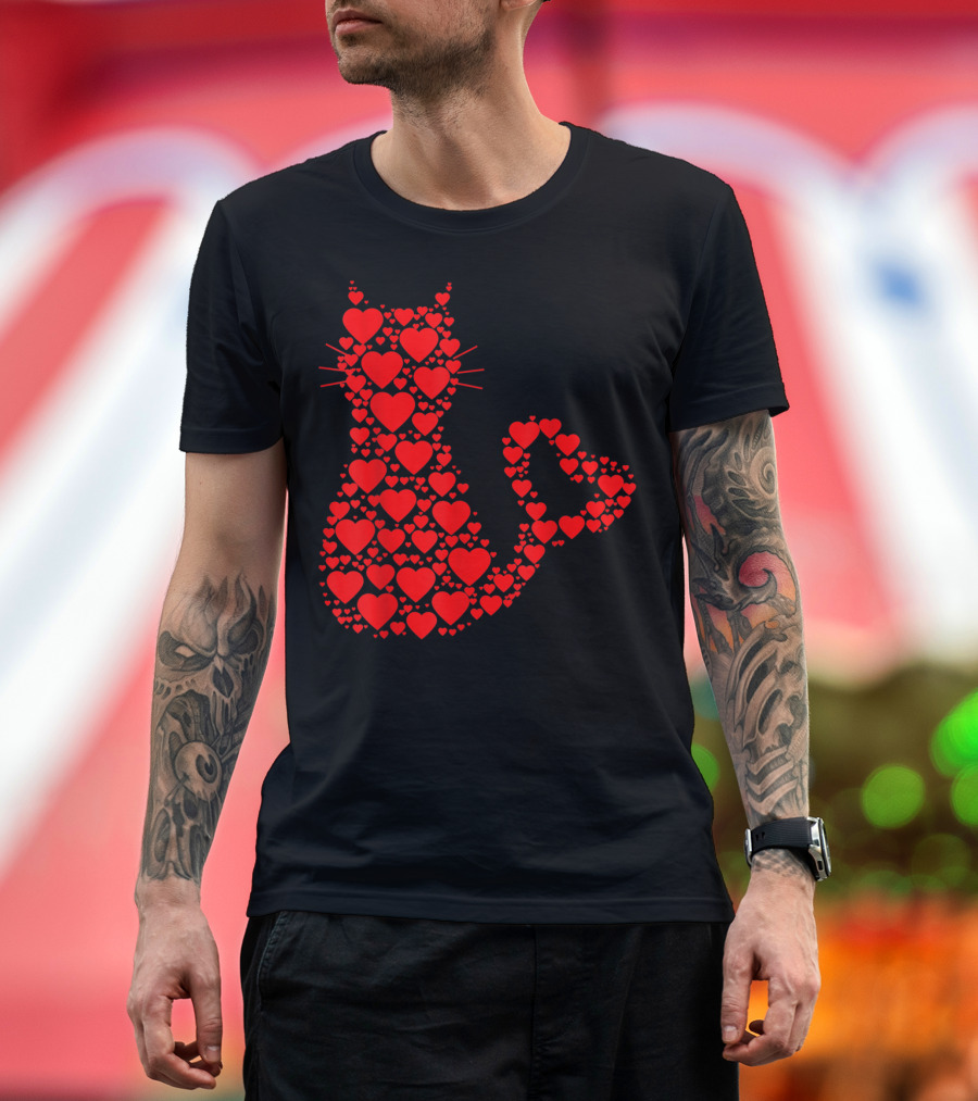 Cat Valentine Day A Lot of Heart Cat Lover T-Shirt