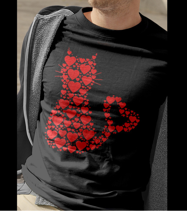 Cat Valentine Day A Lot Of Heart Cat Lover T-Shirt