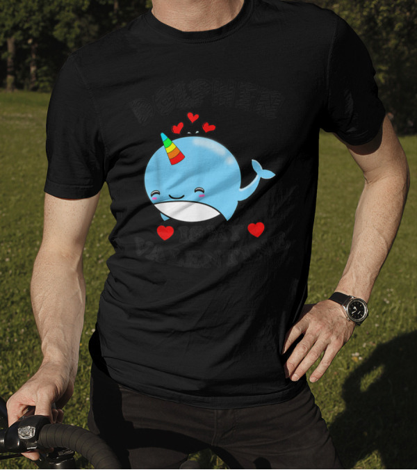 Dolphin Is My Valentine With Kawaii Unicorn Whale And Hearts T-Shirt