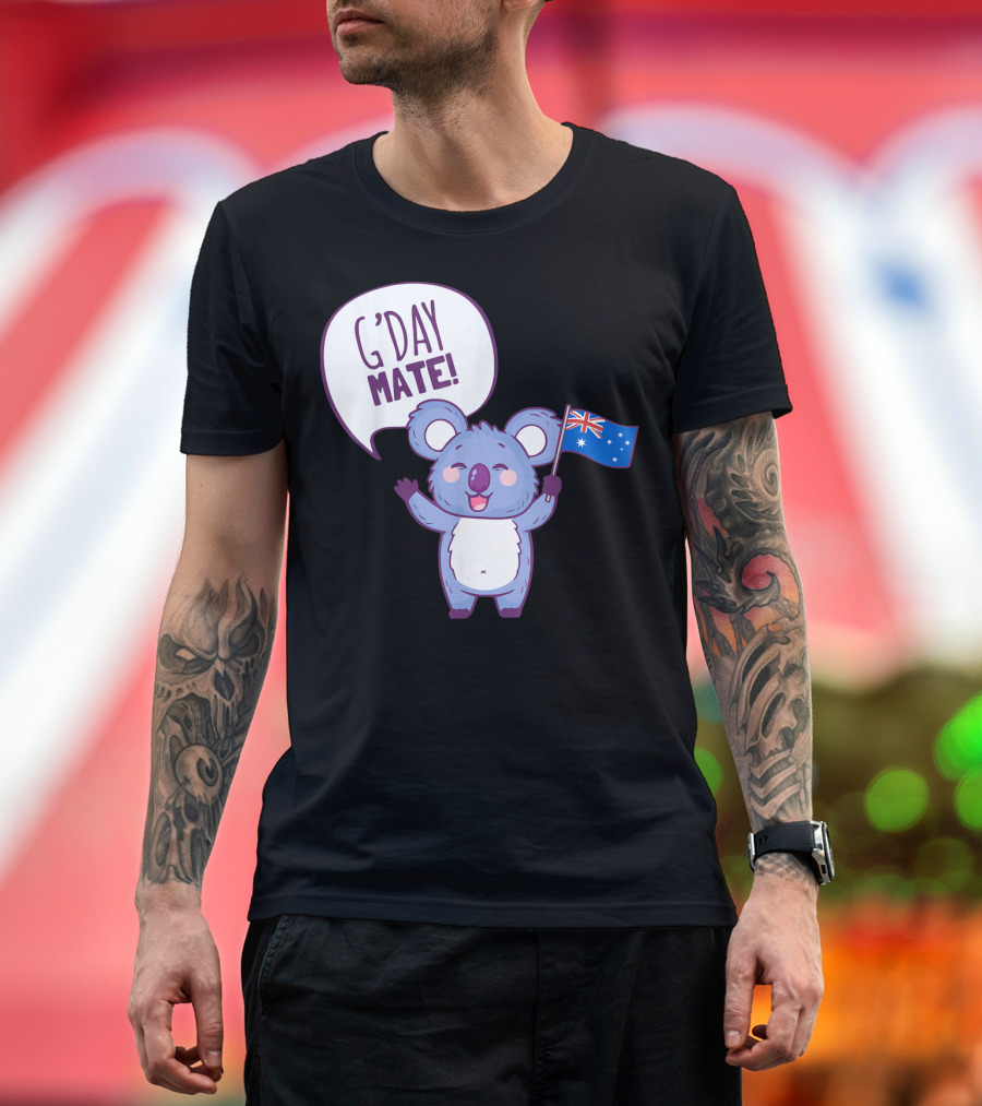 G'day Mate Australia Funny Aussie Koala with Flag T-Shirt