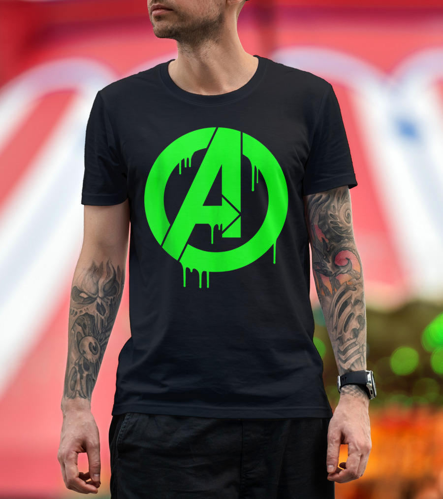 Marvel Avengers Dripping Neon Green T-Shirt