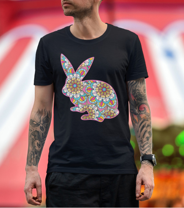 Premium T-Shirt: Easter Bunny with Floral Mandala T-Shirt Easter Bunny with Floral Mandala T-Shirt