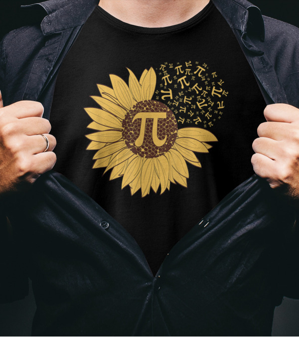 Pi Day Sunflower With Pi Number Symbol 314 Math T-Shirt