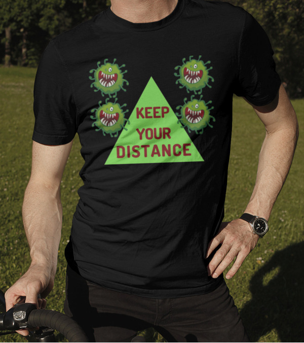 Keep Your Distance Green Virus Triangle T-Shirt