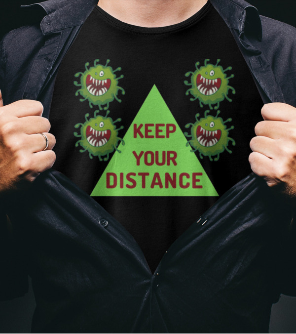 Keep Your Distance Green Virus Triangle T-Shirt