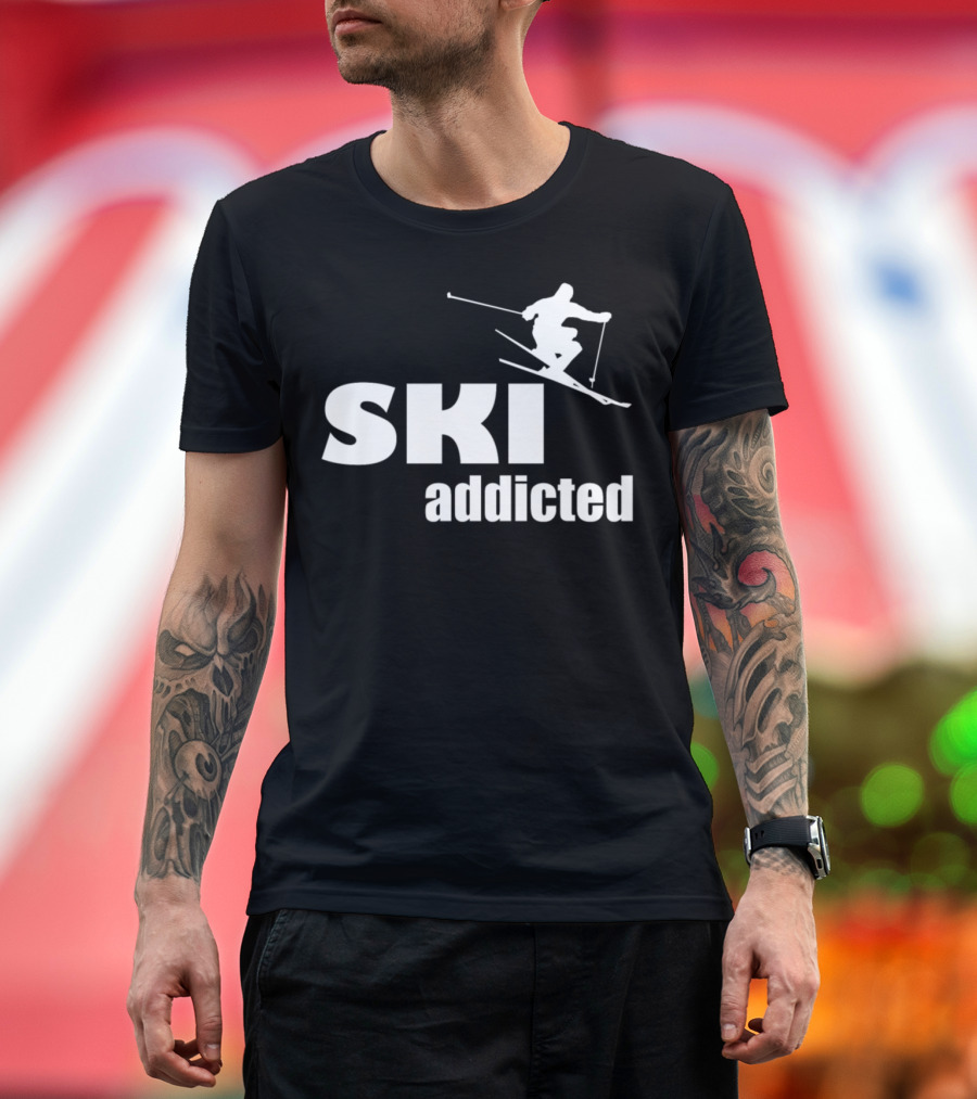 SKI Addicted Skiing Ski T-Shirt