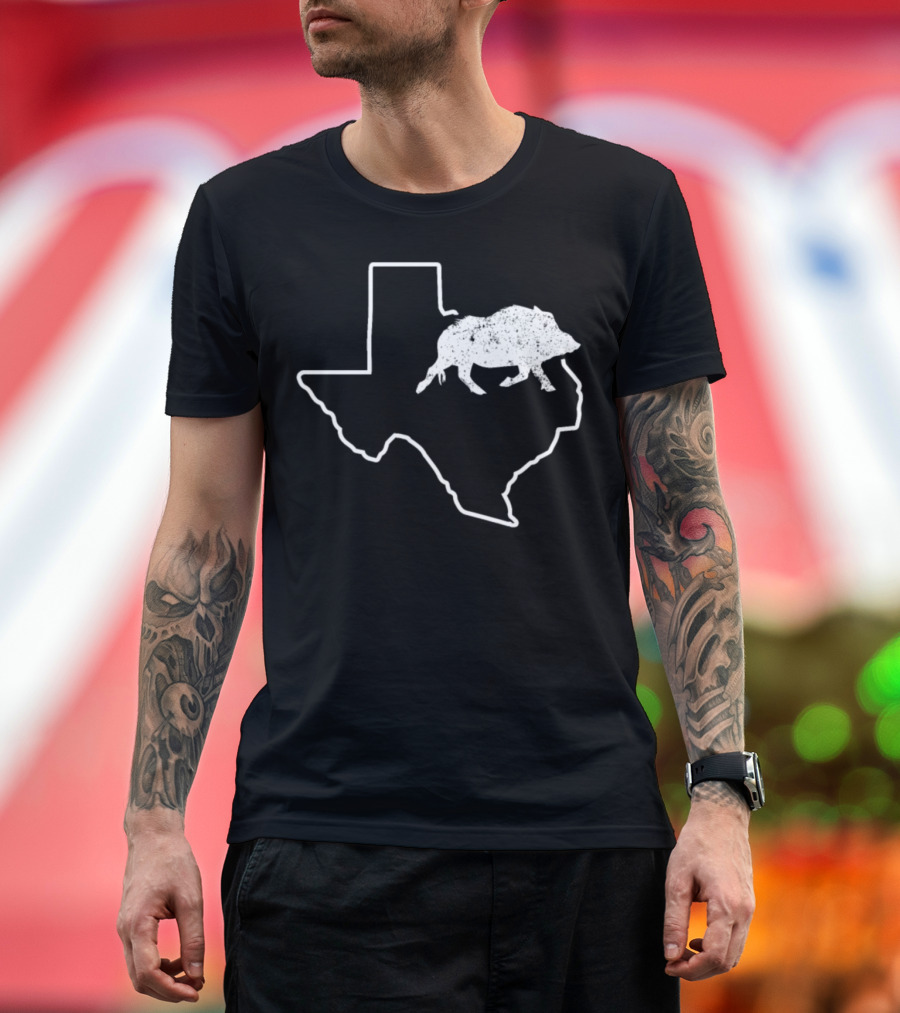 Feral Hogs Javelina Hog Texas Wild Boar State Outline T-Shirt