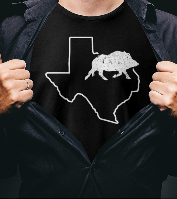 Feral Hogs Javelina Hog Texas Wild Boar State Outline T-Shirt