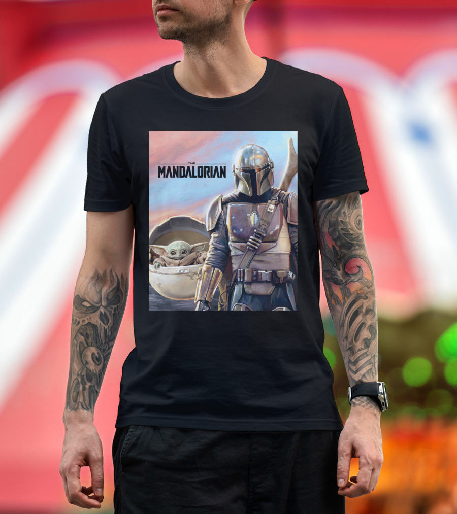 The Mandalorian The Child Painting Star Wars Art Image T-Shirt
