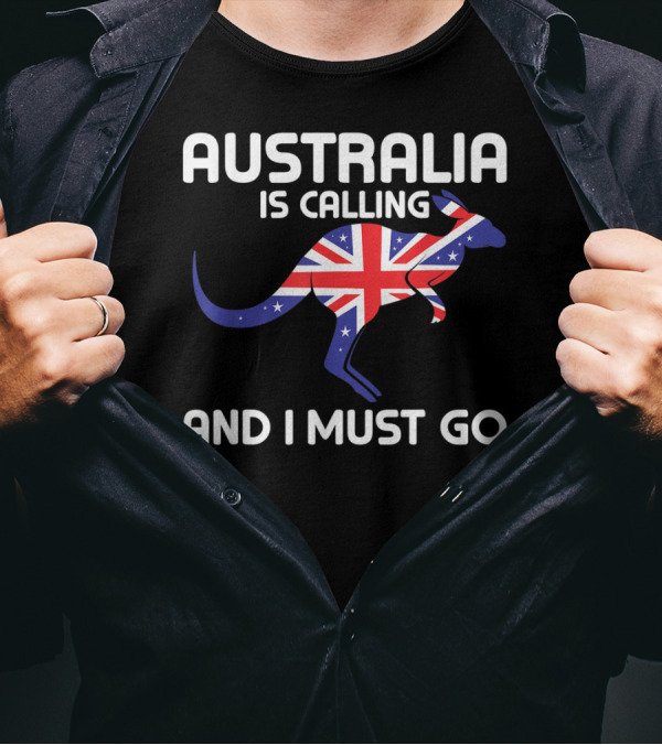 Australia Is Calling And I Must Go Union Jack Kangaroo T-Shirt