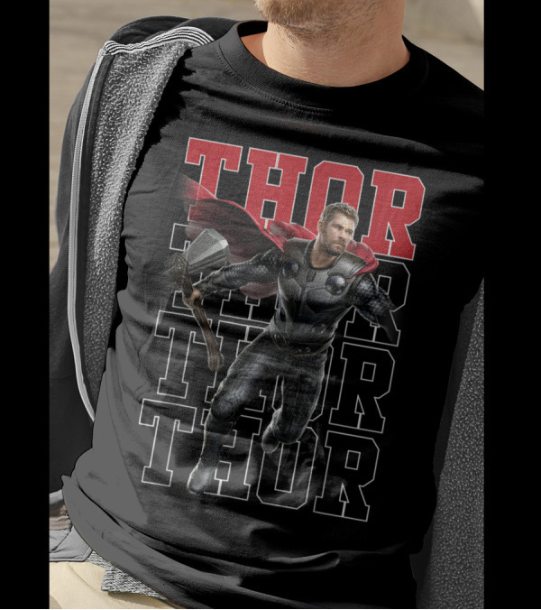 Thor Avengers Endgame Dynamic Pose Name Stack T-Shirt