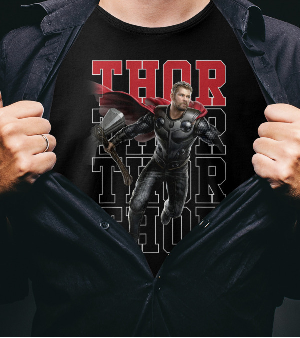 Thor Avengers Endgame Dynamic Pose Name Stack T-Shirt