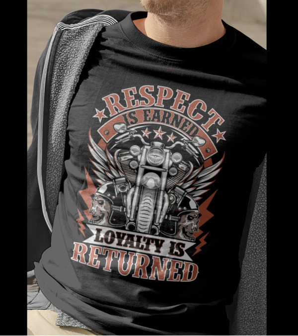 Biker Skull Wings Respect Is Earned Loyalty Is Returned T-Shirt