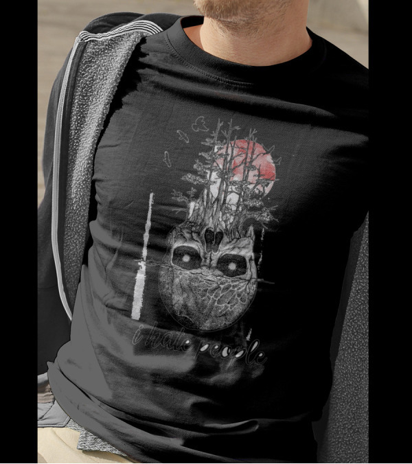 I Hate People Skull With Forest And Red Sun T-Shirt